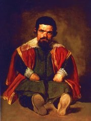 The Dwarf Don Sebastián de Morra, by Velázquez. In his portraits of the dwarfs of Spain's royal court, the artist preferred a serious tone that emphasized their human dignity.